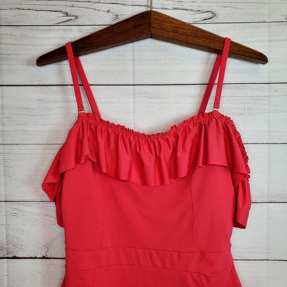 BLEU Women's Pink Ruffled Rod Beattie One Piece Swimsuit Size 14 - Picture 2 of 9